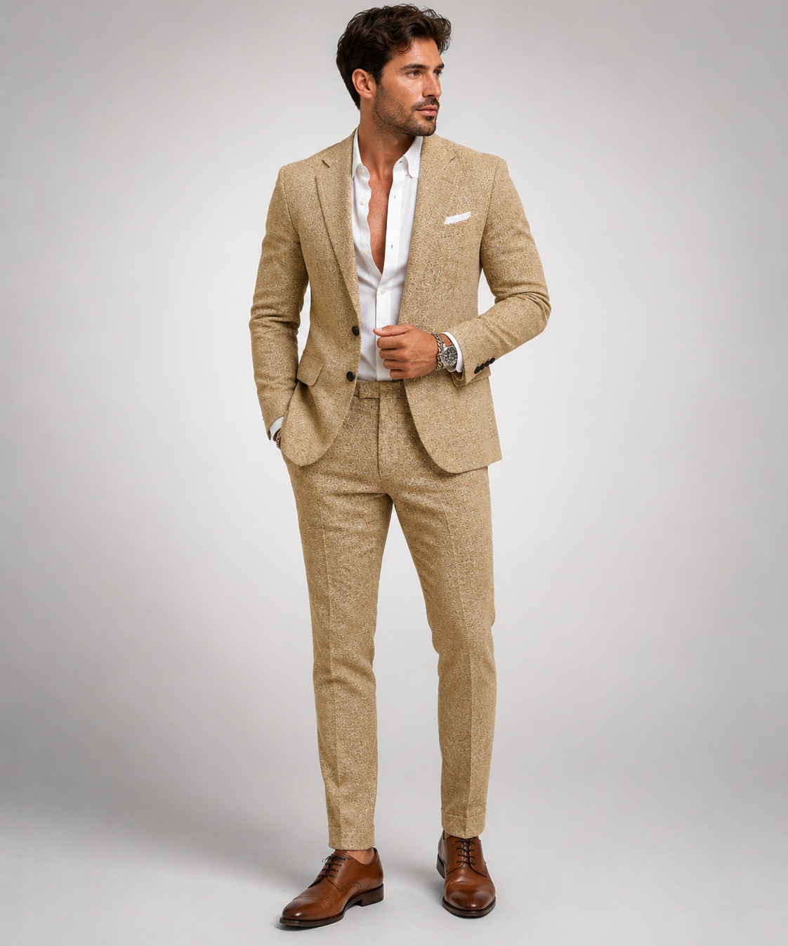 Ensemble en Lin pour Homme – Blazer Slim Fit, Coupe Élancée, Pour Mariage et Cérémonie