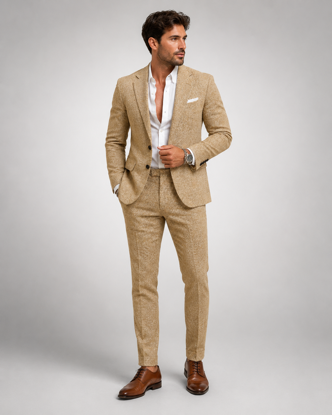 Ensemble en Lin pour Homme – Blazer Slim Fit, Coupe Élancée, Pour Mariage et Cérémonie