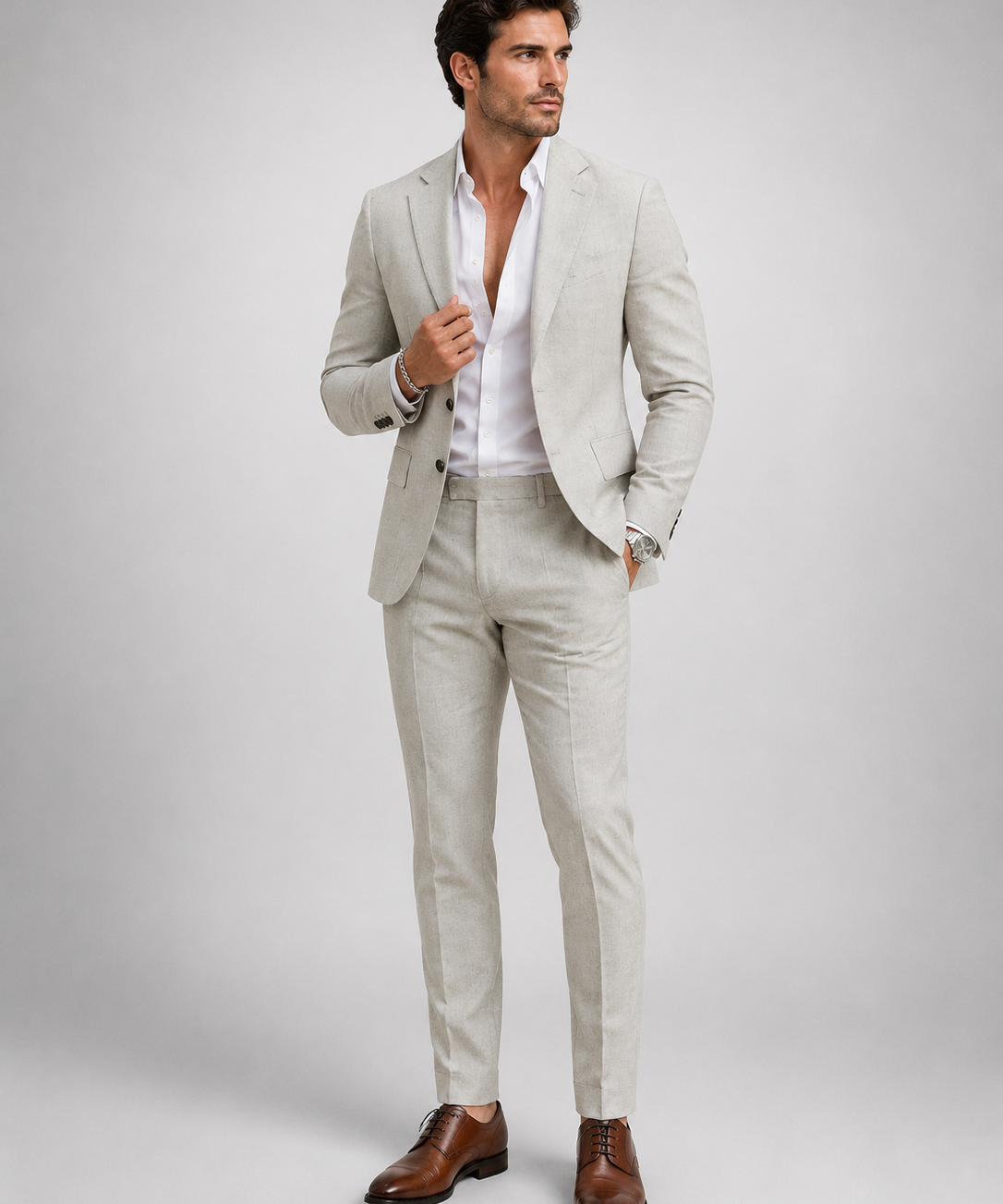Ensemble en Lin pour Homme – Blazer Slim Fit, Coupe Élancée, Pour Mariage et Cérémonie