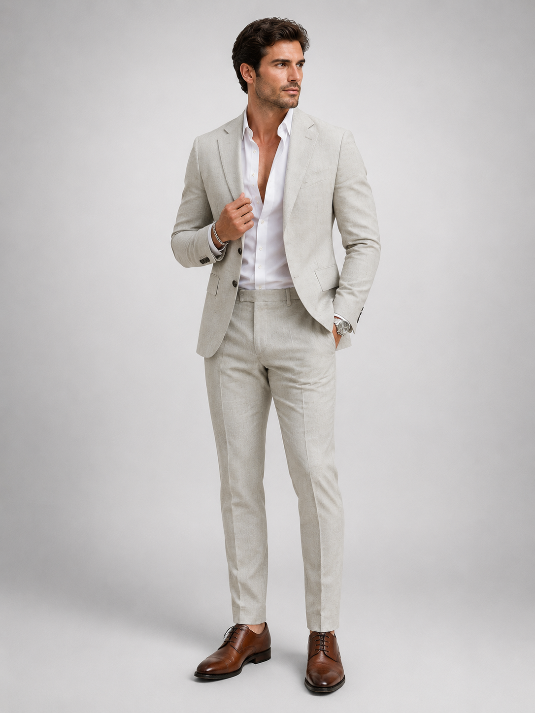 Ensemble en Lin pour Homme – Blazer Slim Fit, Coupe Élancée, Pour Mariage et Cérémonie