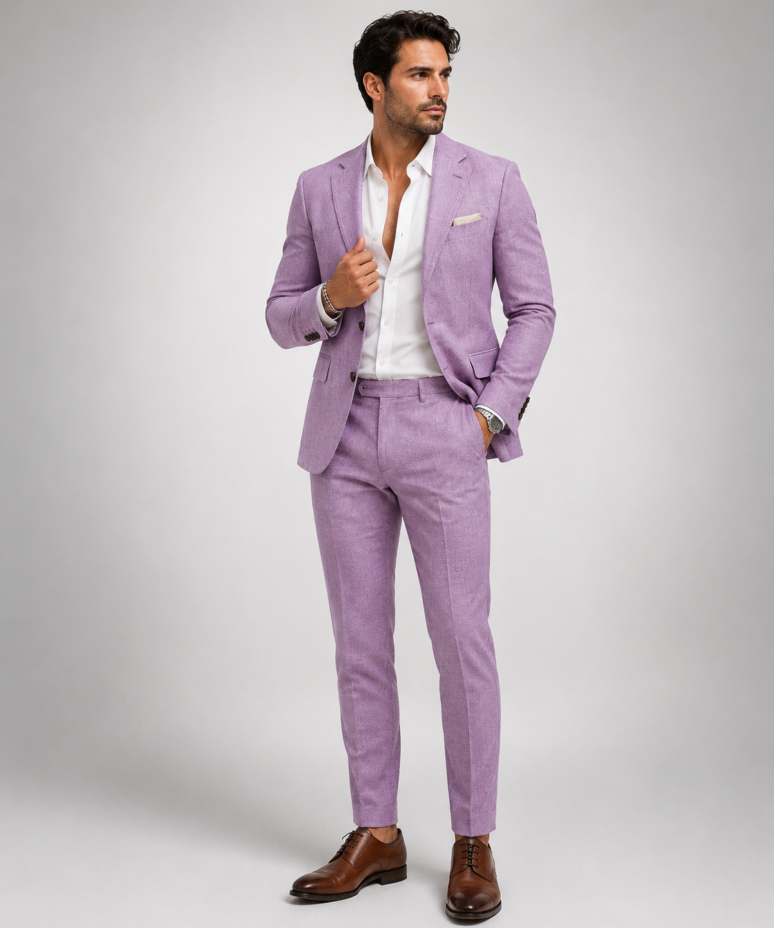 Ensemble en Lin pour Homme – Blazer Slim Fit, Coupe Élancée, Pour Mariage et Cérémonie