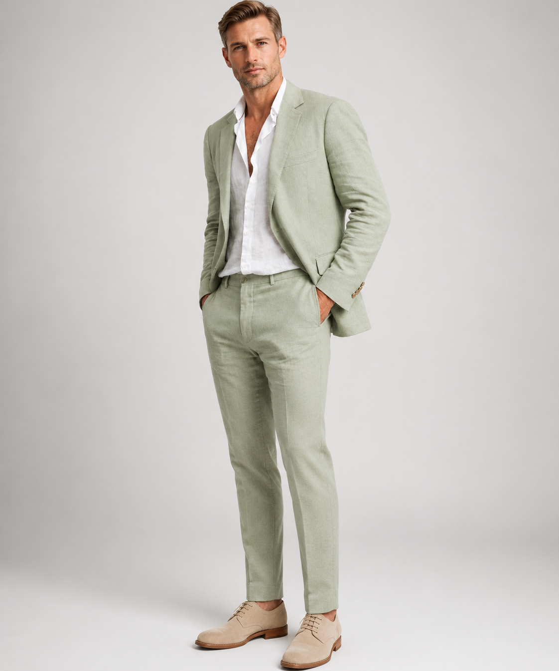 Ensemble homme deux pièces – Coupe regular, col rond, pour le quotidien et les sorties