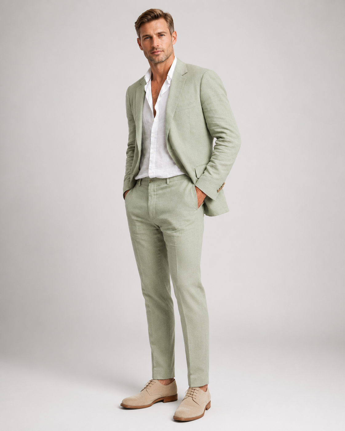 Ensemble homme deux pièces – Coupe regular, col rond, pour le quotidien et les sorties