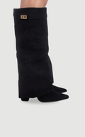 Bottes Élégantes en Suède avec Accents Dorés