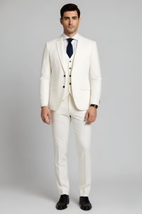 Costume homme classique en mélange de laine avec gilet intégré
