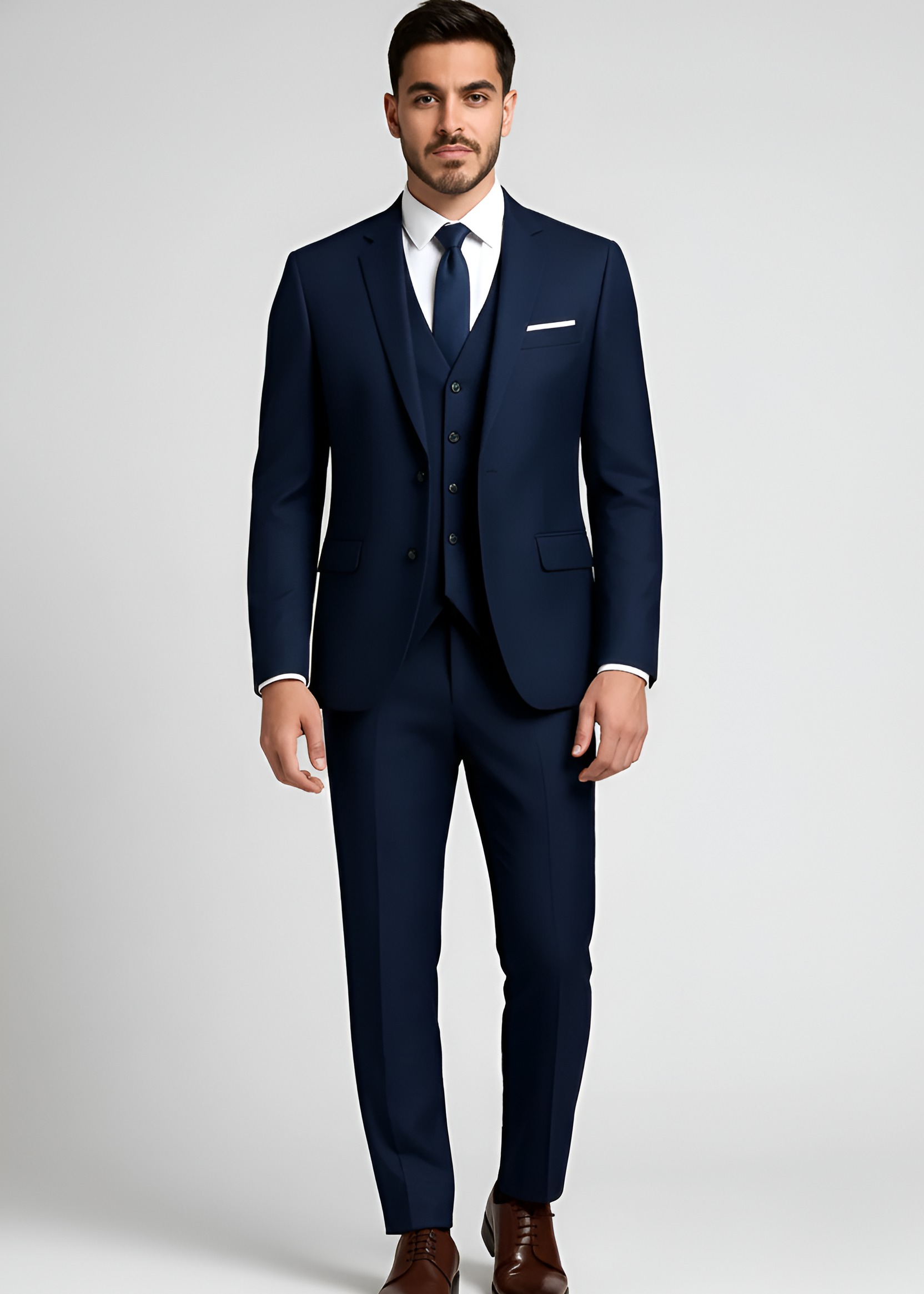 Costume homme classique en mélange de laine avec gilet intégré
