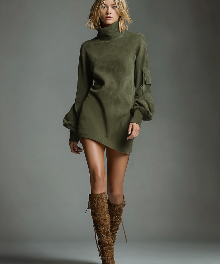 Robe Mini Vintage en Suède Femme