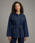 Veste Utilitaire en Denim avec Ceinture à Nouer – Coupe structurée, taille ceinturée, pour le quotidien