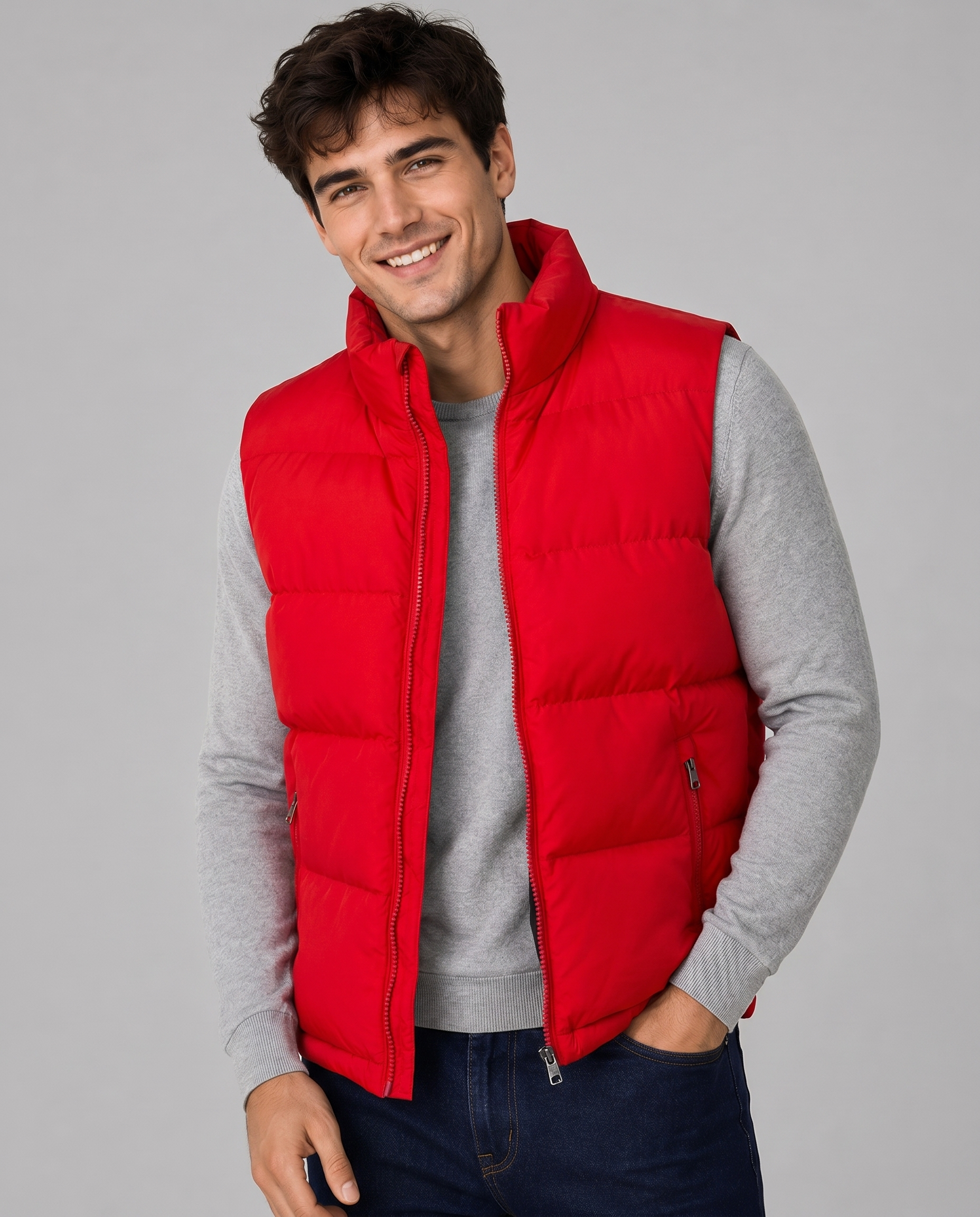 Gilet Doudoune Sans Manches – Isolation Légère Col Montant Zippé Pour le Quotidien
