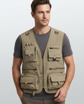 Gilet homme multi-poches – Coupe fine, ouverture complète, style extérieur
