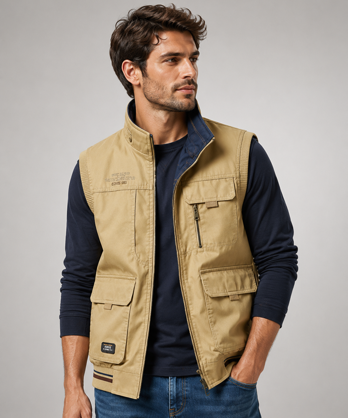 Gilet en coton pour homme – Design raffiné, épaules structurées, au quotidien et habillé