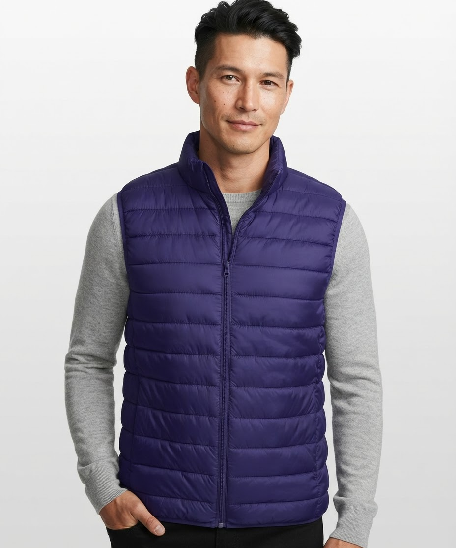 Gilet homme sans manches – Fermeture éclair, poches zippées, style décontracté