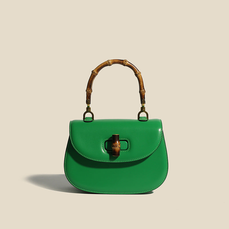 Sac à Main en Cuir avec Accents en Bambou