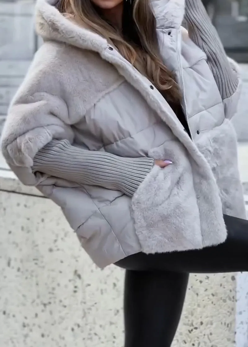 Manteau d’Hiver Matelassé Élégant avec Capuche pour Femme