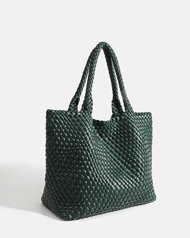 Sac Cabas Tissé Structuré - Style Bohème Élégant, Accessoire Quotidien Raffiné, Élégance