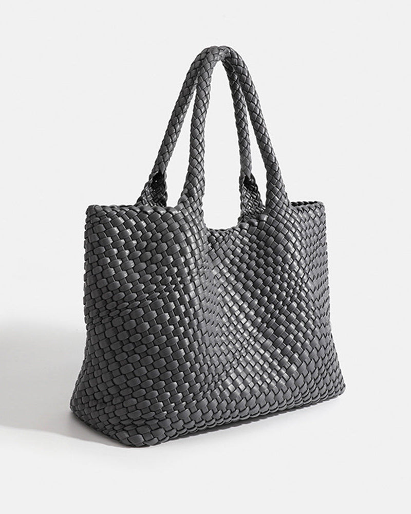 Sac Cabas Tissé Structuré - Style Bohème Élégant, Accessoire Quotidien Raffiné, Élégance