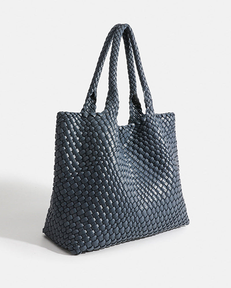 Sac Cabas Tissé Structuré - Style Bohème Élégant, Accessoire Quotidien Raffiné, Élégance