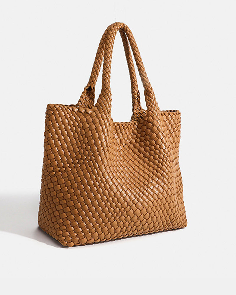 Sac Cabas Tissé Structuré - Style Bohème Élégant, Accessoire Quotidien Raffiné, Élégance