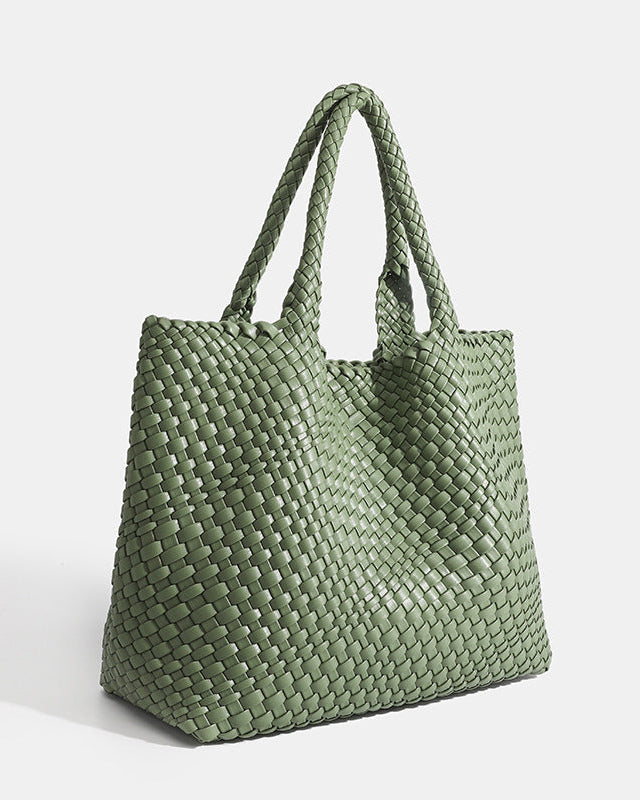 Sac Cabas Tissé Structuré - Style Bohème Élégant, Accessoire Quotidien Raffiné, Élégance