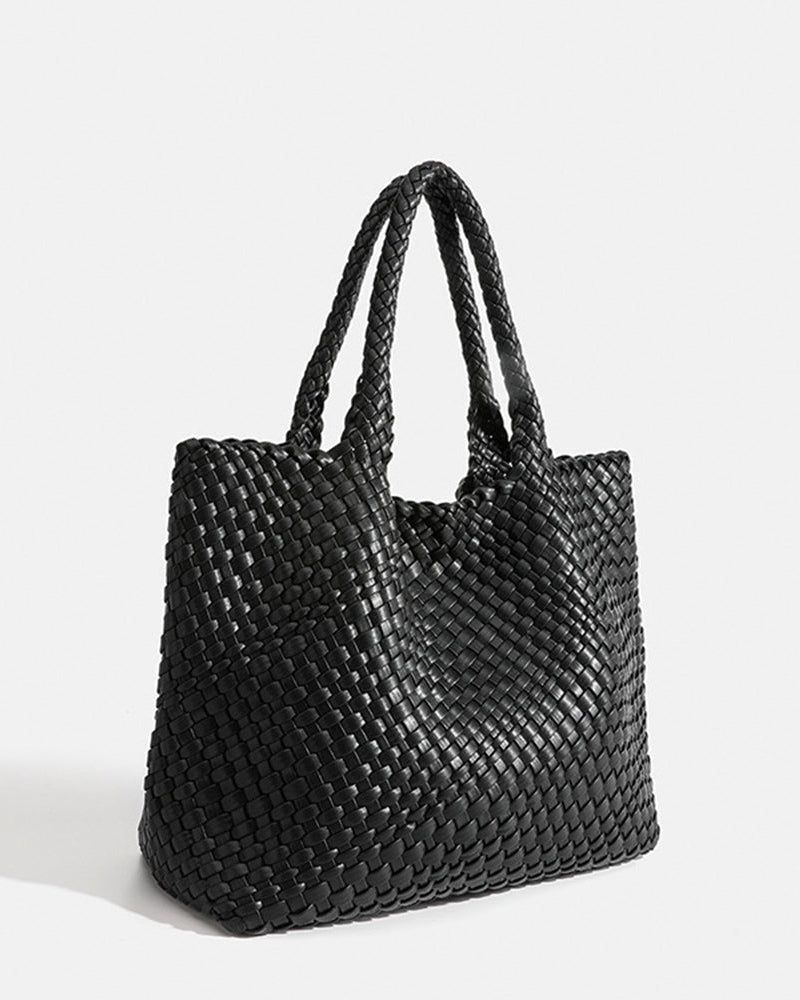 Sac Cabas Tissé Structuré - Style Bohème Élégant, Accessoire Quotidien Raffiné, Élégance