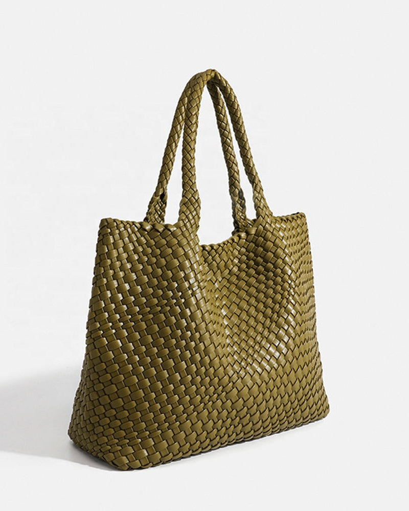 Sac Cabas Tissé Structuré - Style Bohème Élégant, Accessoire Quotidien Raffiné, Élégance