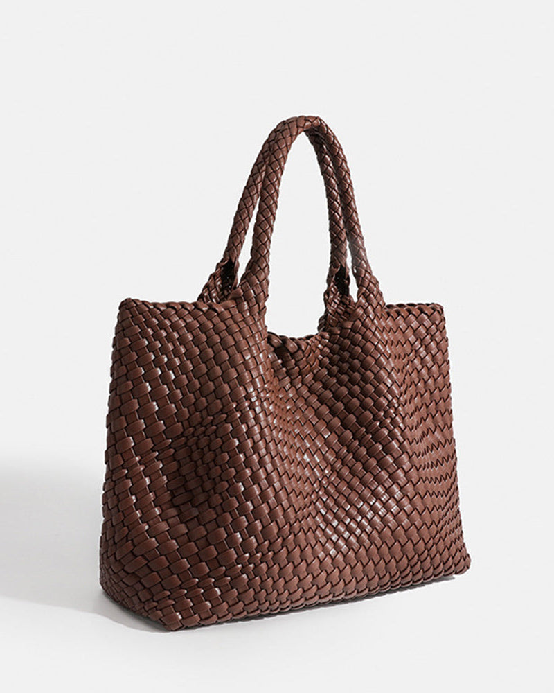 Sac Cabas Tissé Structuré - Style Bohème Élégant, Accessoire Quotidien Raffiné, Élégance