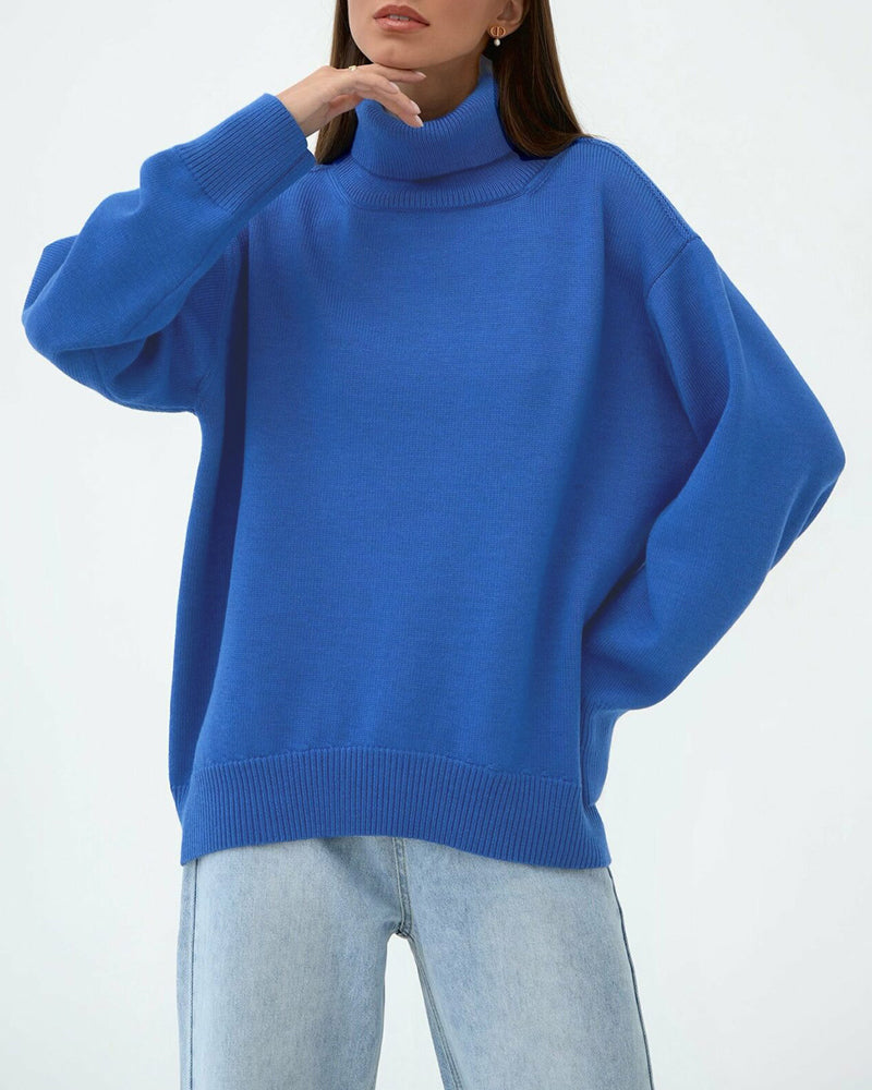 Pull femme à col roulé au style moderne et structuré