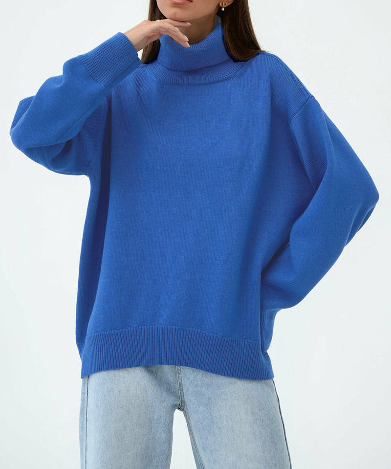 Pull femme à col roulé au style moderne et structuré