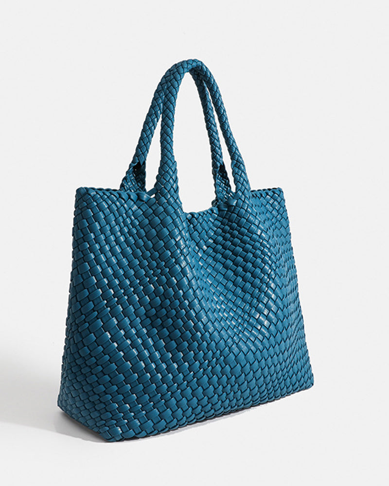 Sac Cabas Tissé Structuré - Style Bohème Élégant, Accessoire Quotidien Raffiné, Élégance