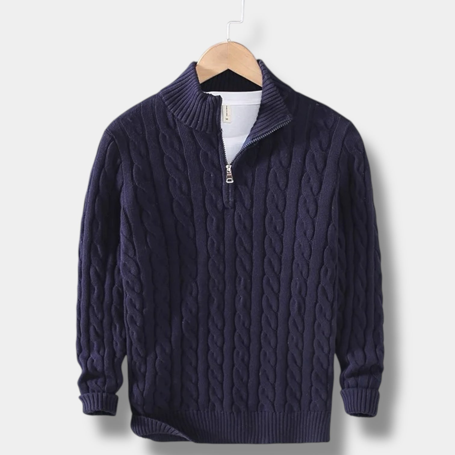 Pull homme Edward Jacquard à col montant et demi-zip