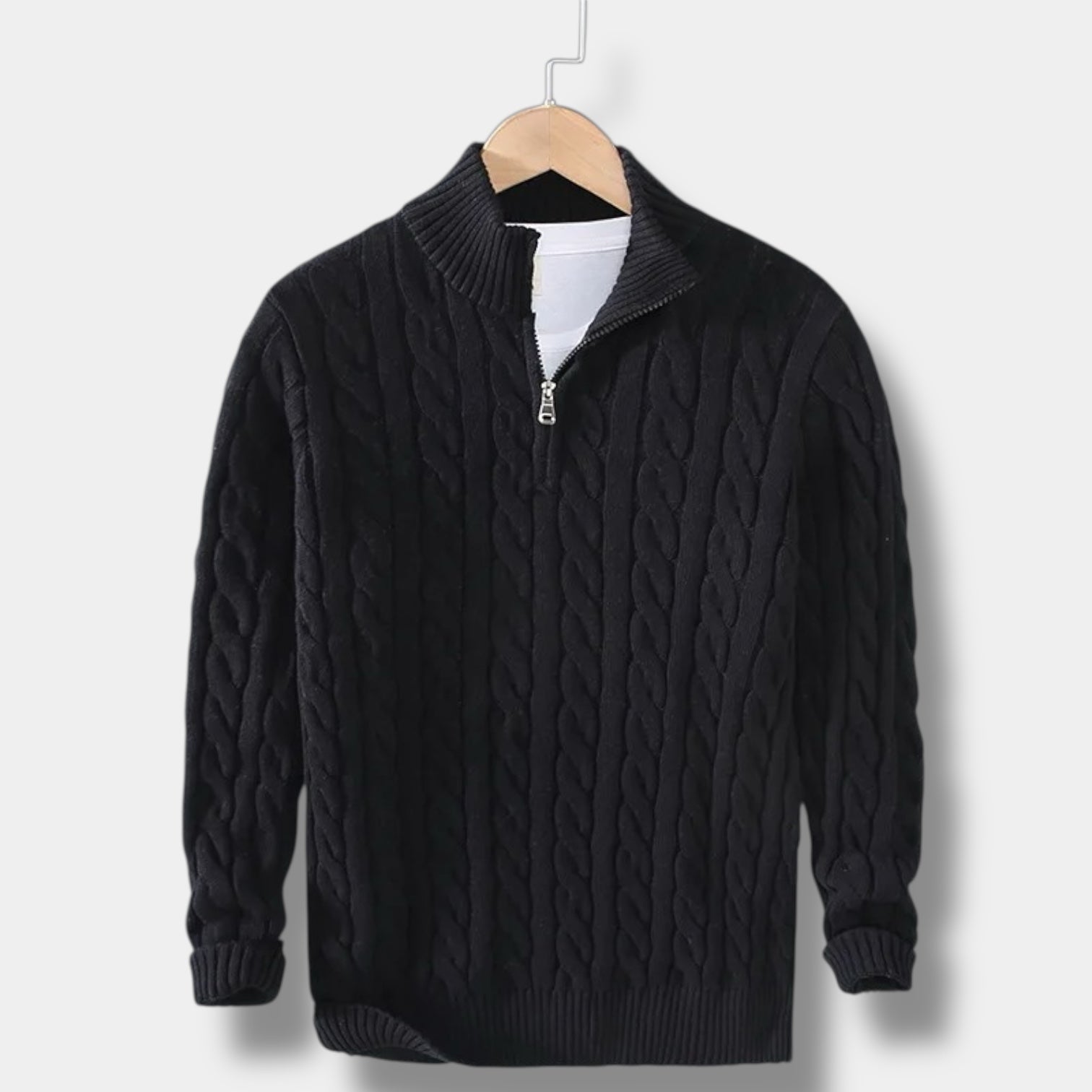 Pull homme Edward Jacquard à col montant et demi-zip