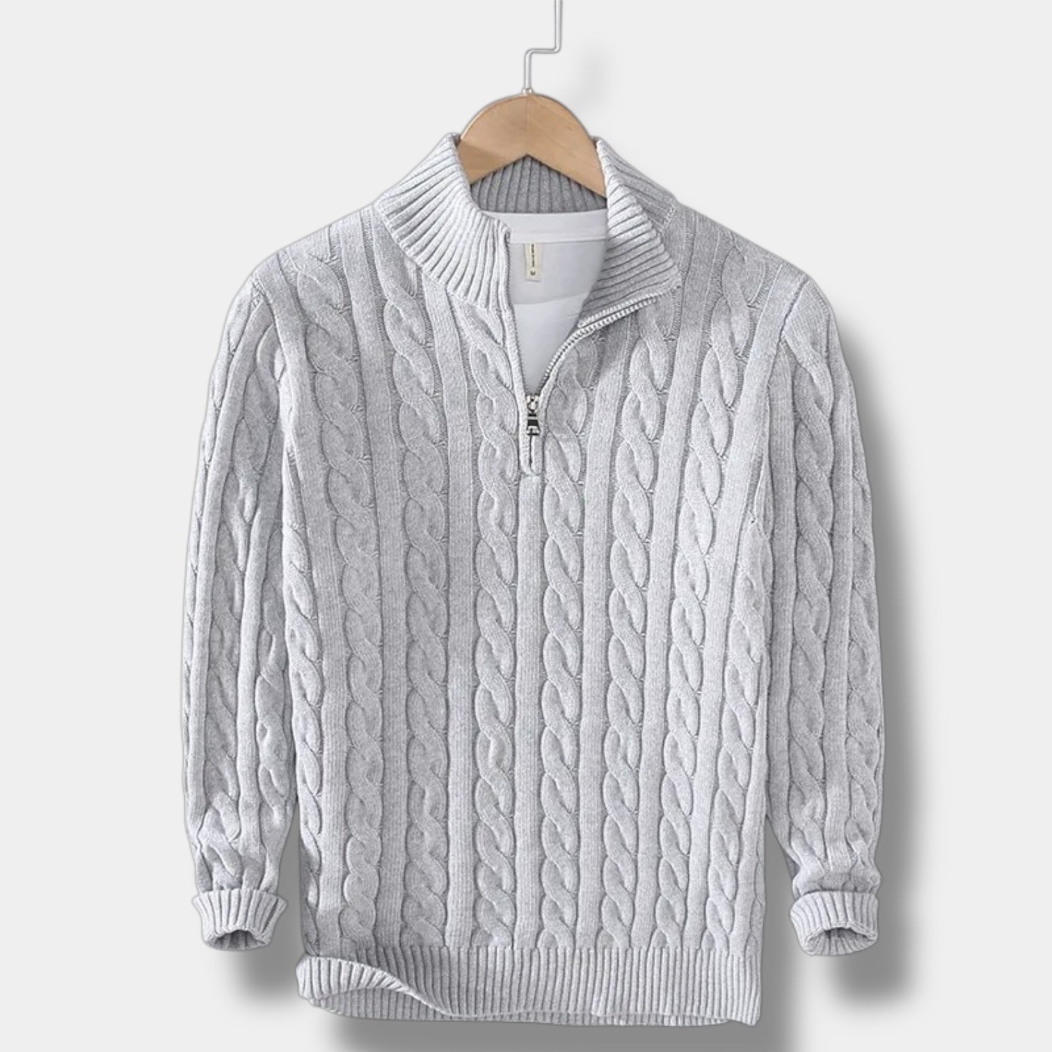 Pull homme Edward Jacquard à col montant et demi-zip