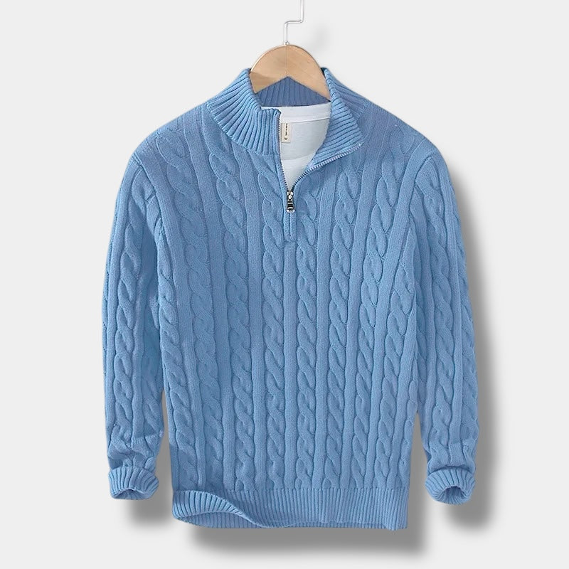 Pull homme Edward Jacquard à col montant et demi-zip