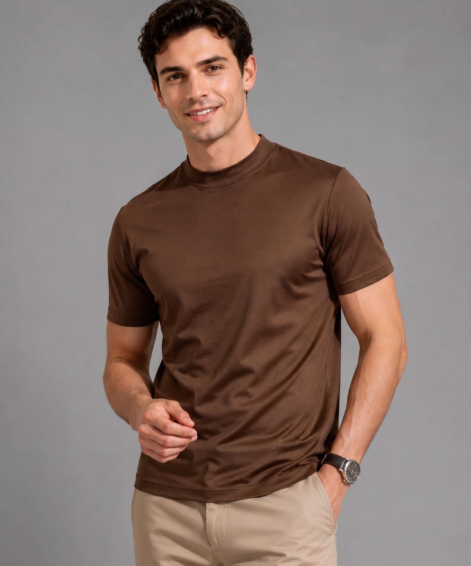 T-shirt Mercerisé Respirant – Coupe Ajustée en Coton Premium, Pour le Quotidien