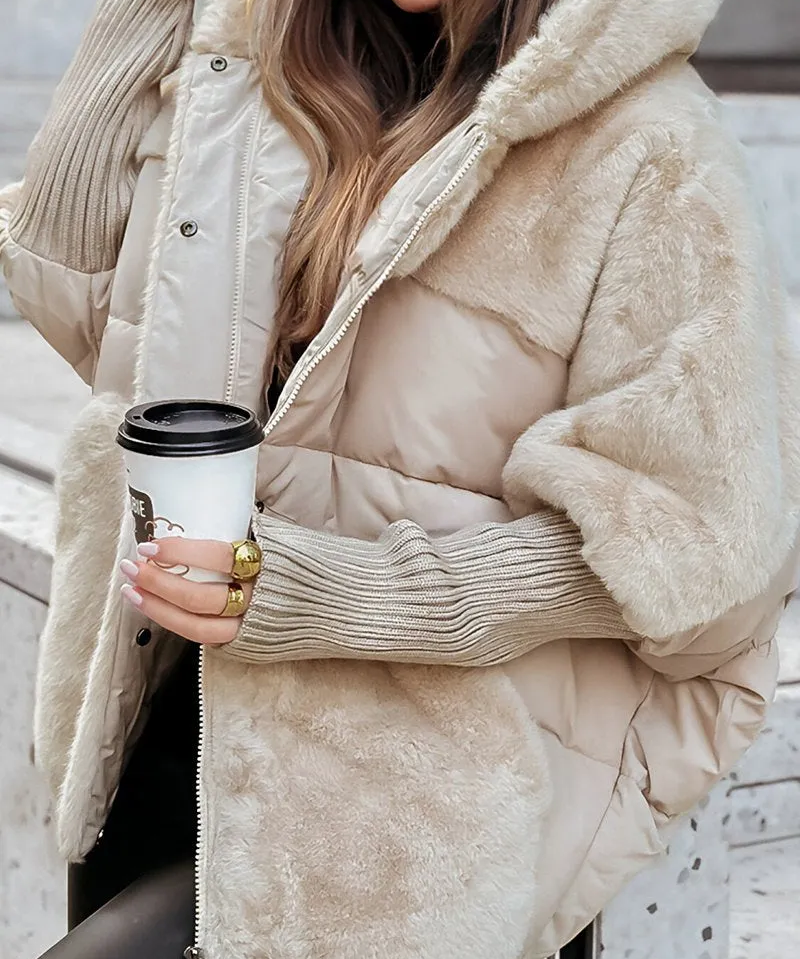 Manteau d’Hiver Matelassé Élégant avec Capuche pour Femme