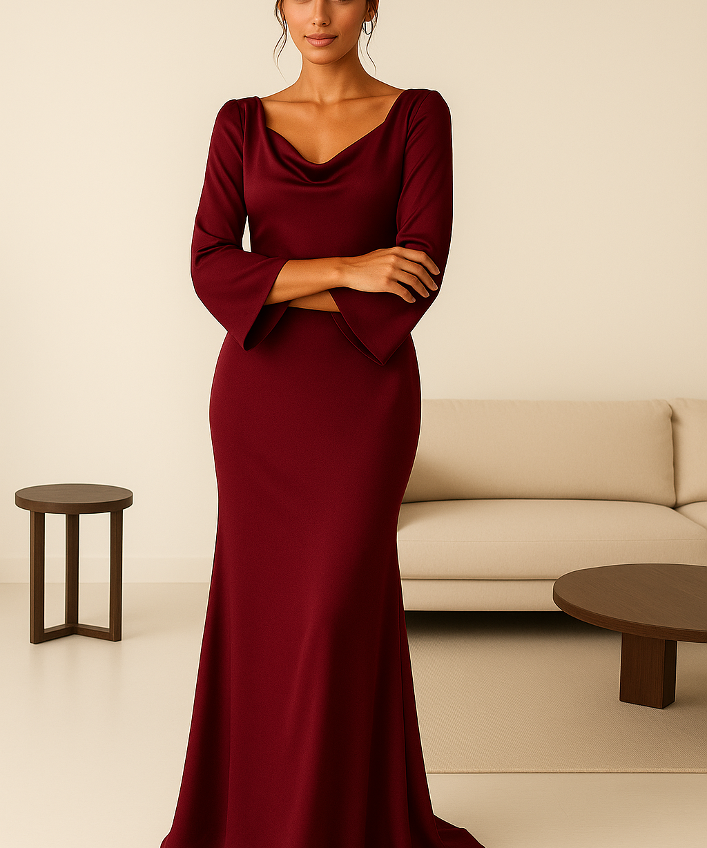 Robe Maxi à Manches Longues Élégante