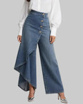 Legging long effet denim imprimé – Détail boutons, coupe décontractée, quotidien