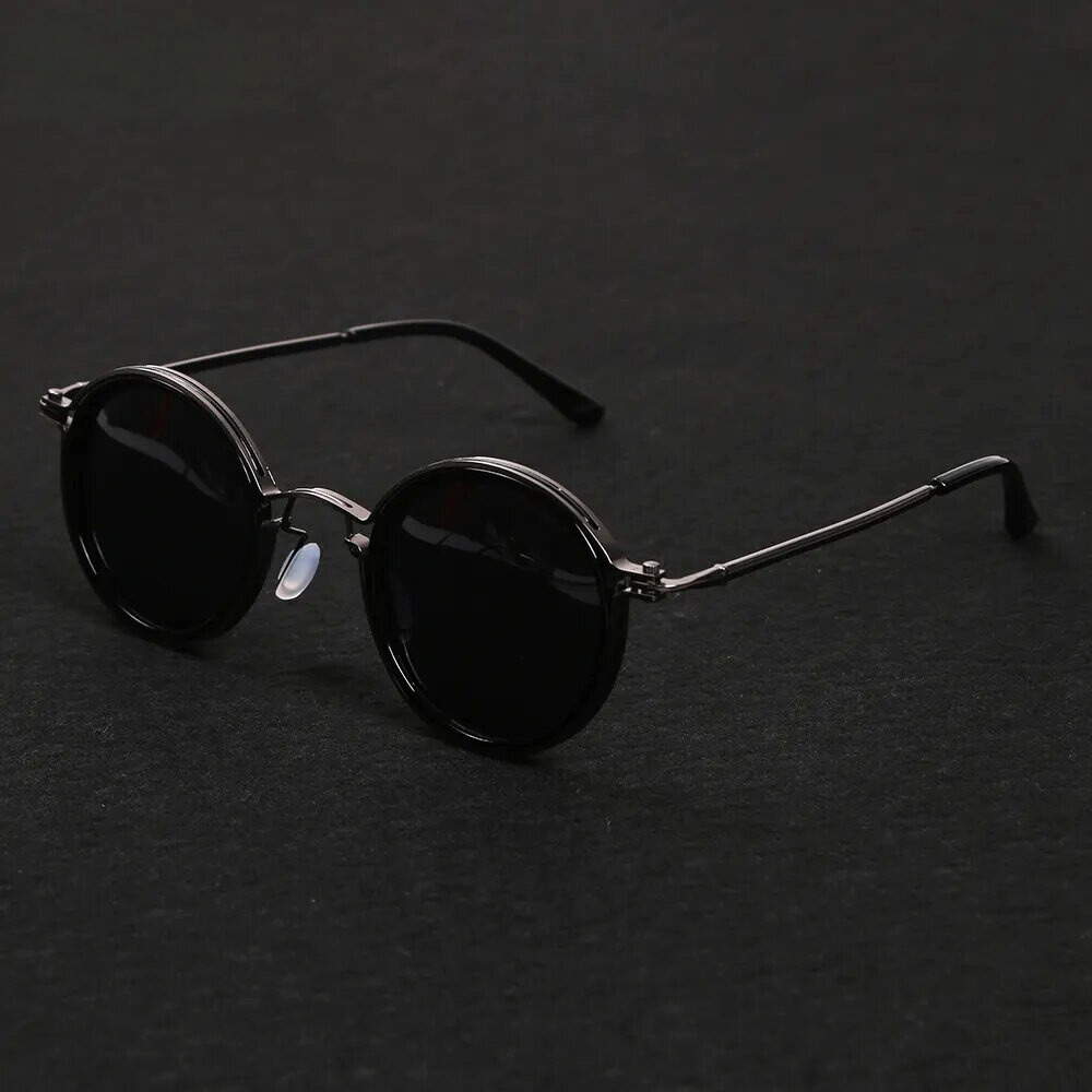 Lunettes de Soleil Rondes – Monture Métallique Plaquettes Réglables Usage Quotidien