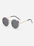 Lunettes de Soleil Rondes – Monture Métallique Plaquettes Réglables Usage Quotidien