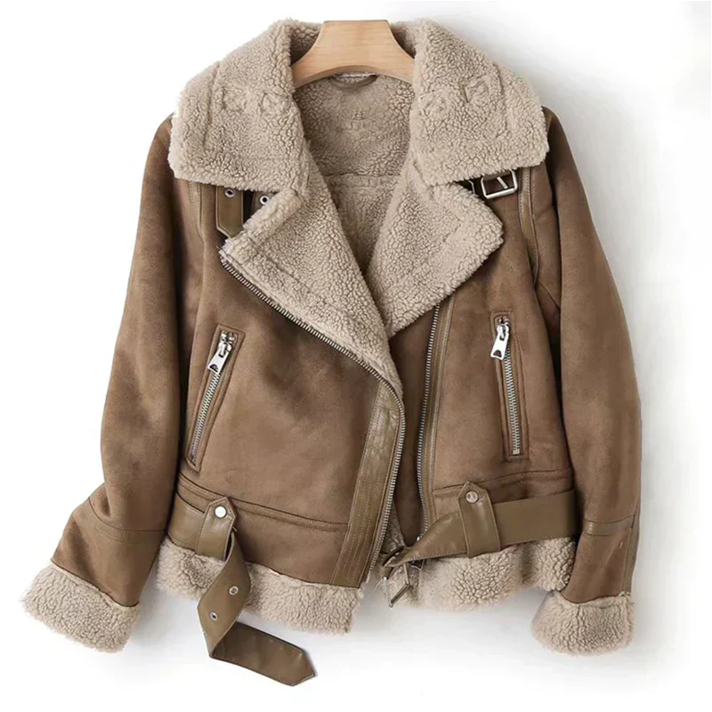 Veste en Cuir Femme avec Ceinture