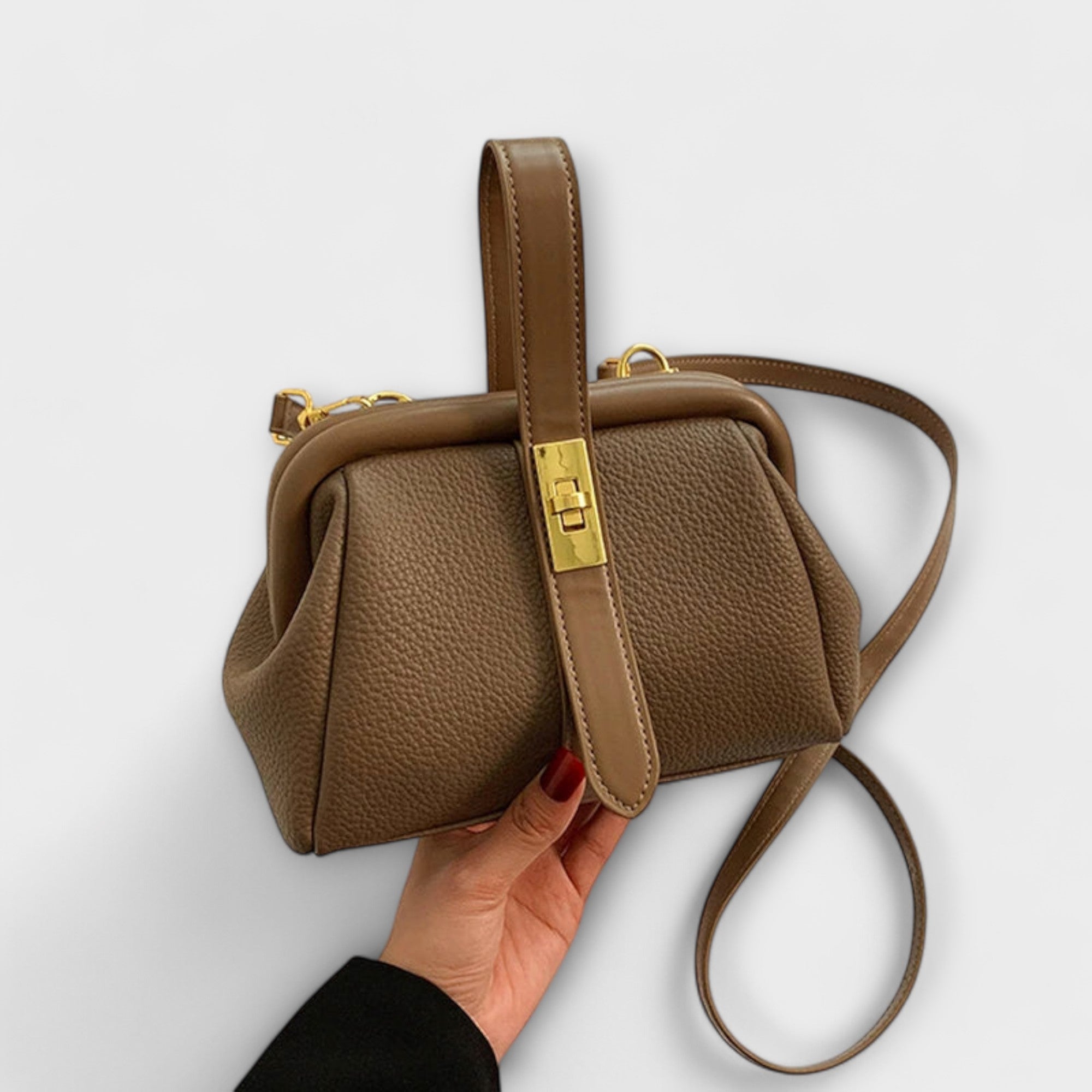 Sac à Main Mini en Cuir – Fermoir Rotatif, Pour la Ville et les Sorties