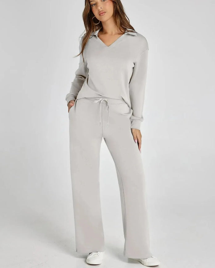 Ensemble décontracté femme sweat zippé et pantalon large