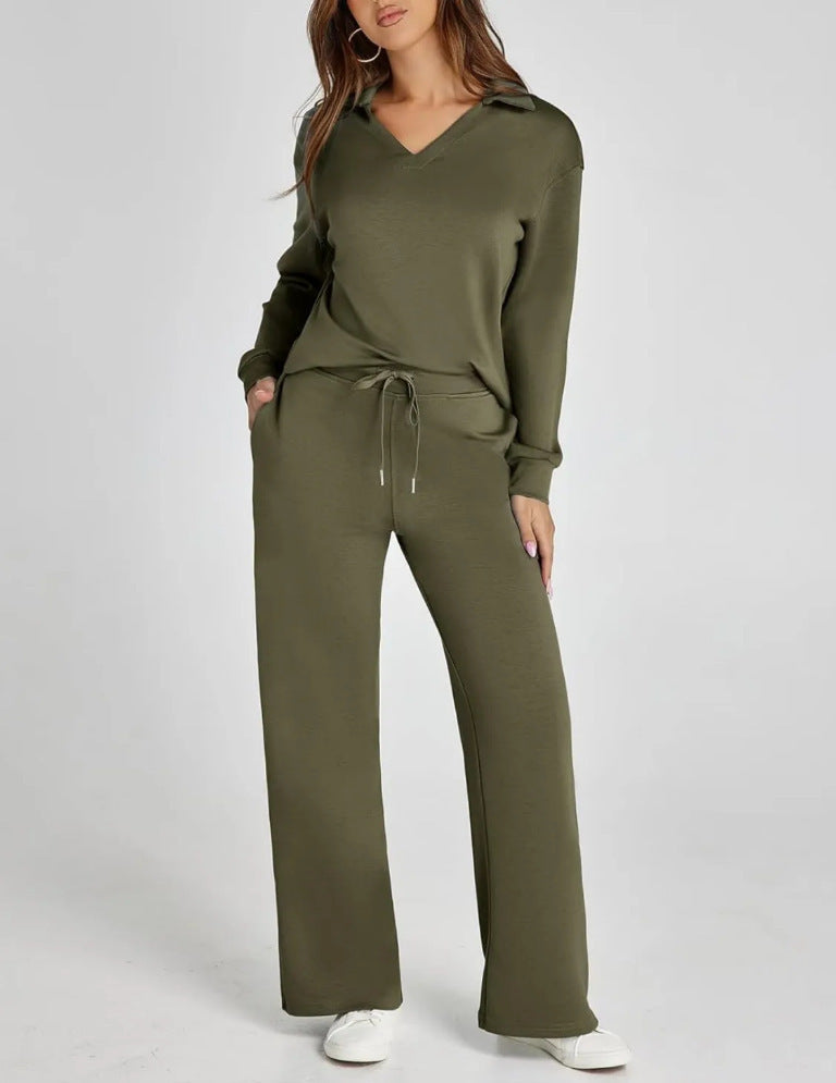 Ensemble décontracté femme sweat zippé et pantalon large