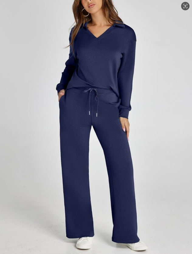Ensemble décontracté femme sweat zippé et pantalon large