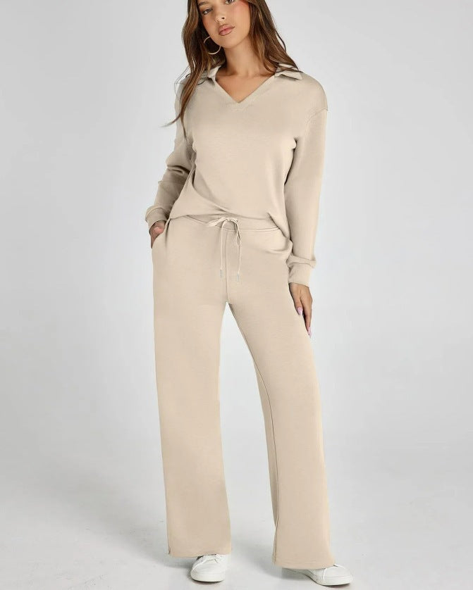 Ensemble décontracté femme sweat zippé et pantalon large