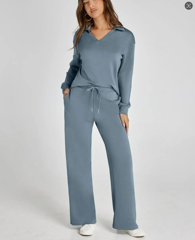 Ensemble décontracté femme sweat zippé et pantalon large