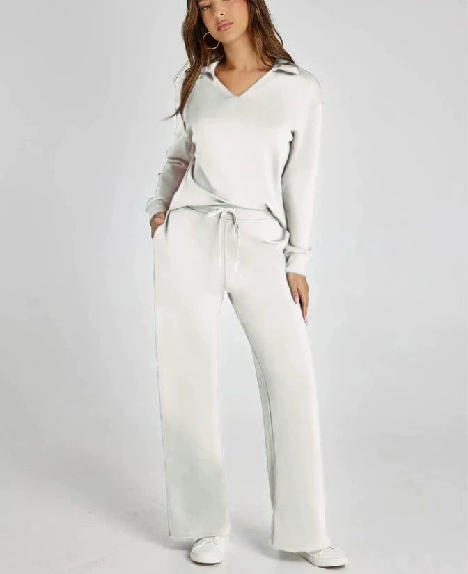 Ensemble décontracté femme sweat zippé et pantalon large