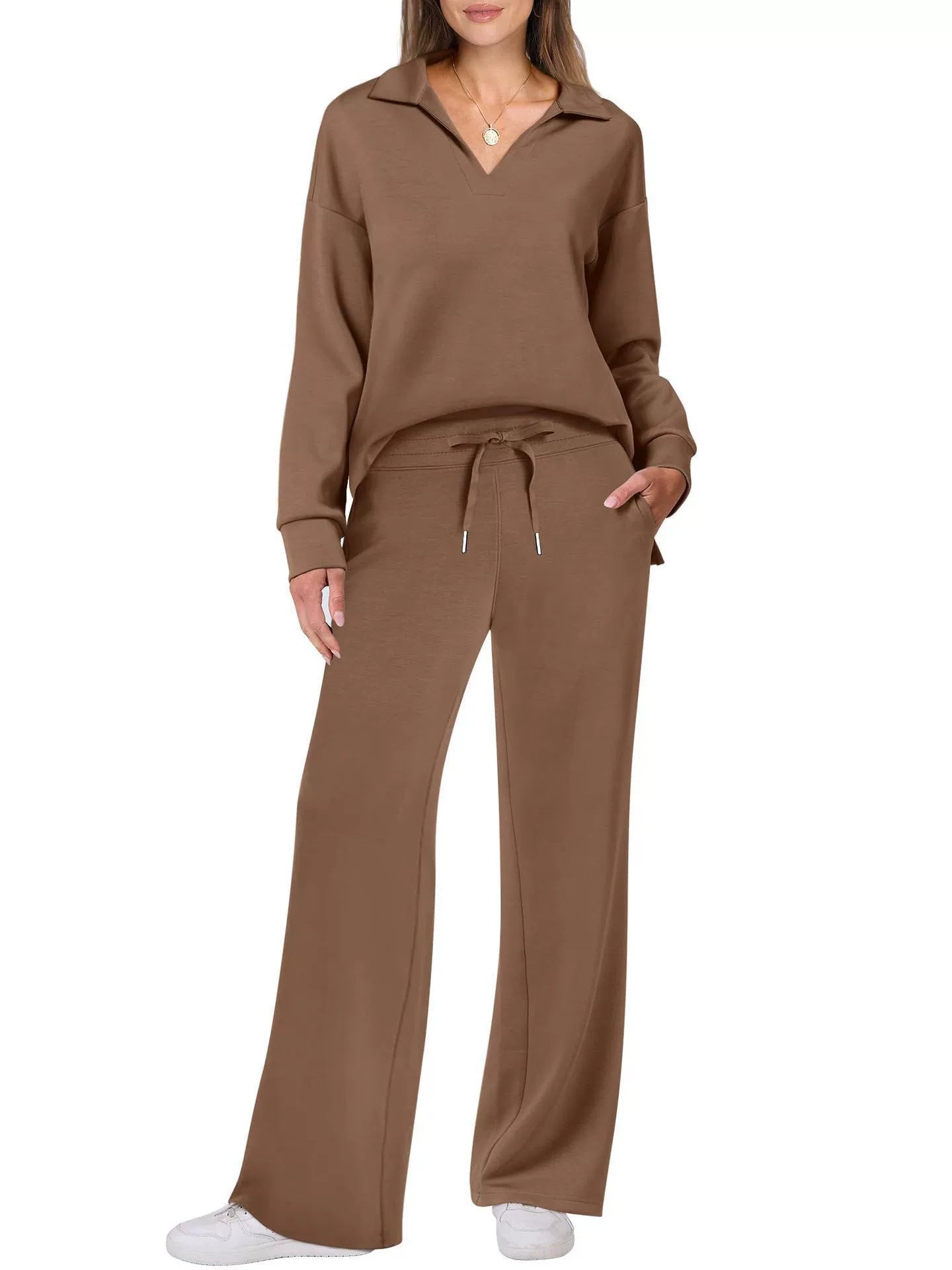 Ensemble décontracté femme sweat zippé et pantalon large