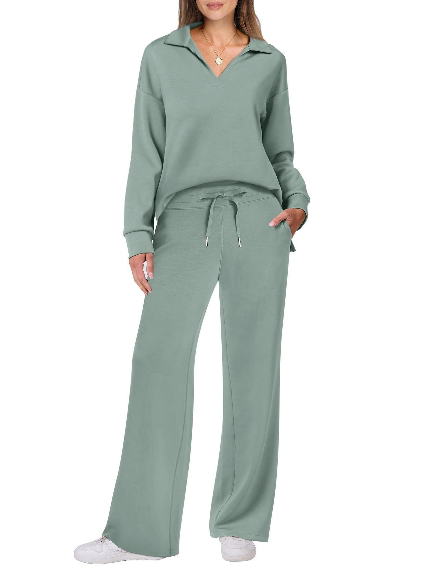 Ensemble décontracté femme sweat zippé et pantalon large