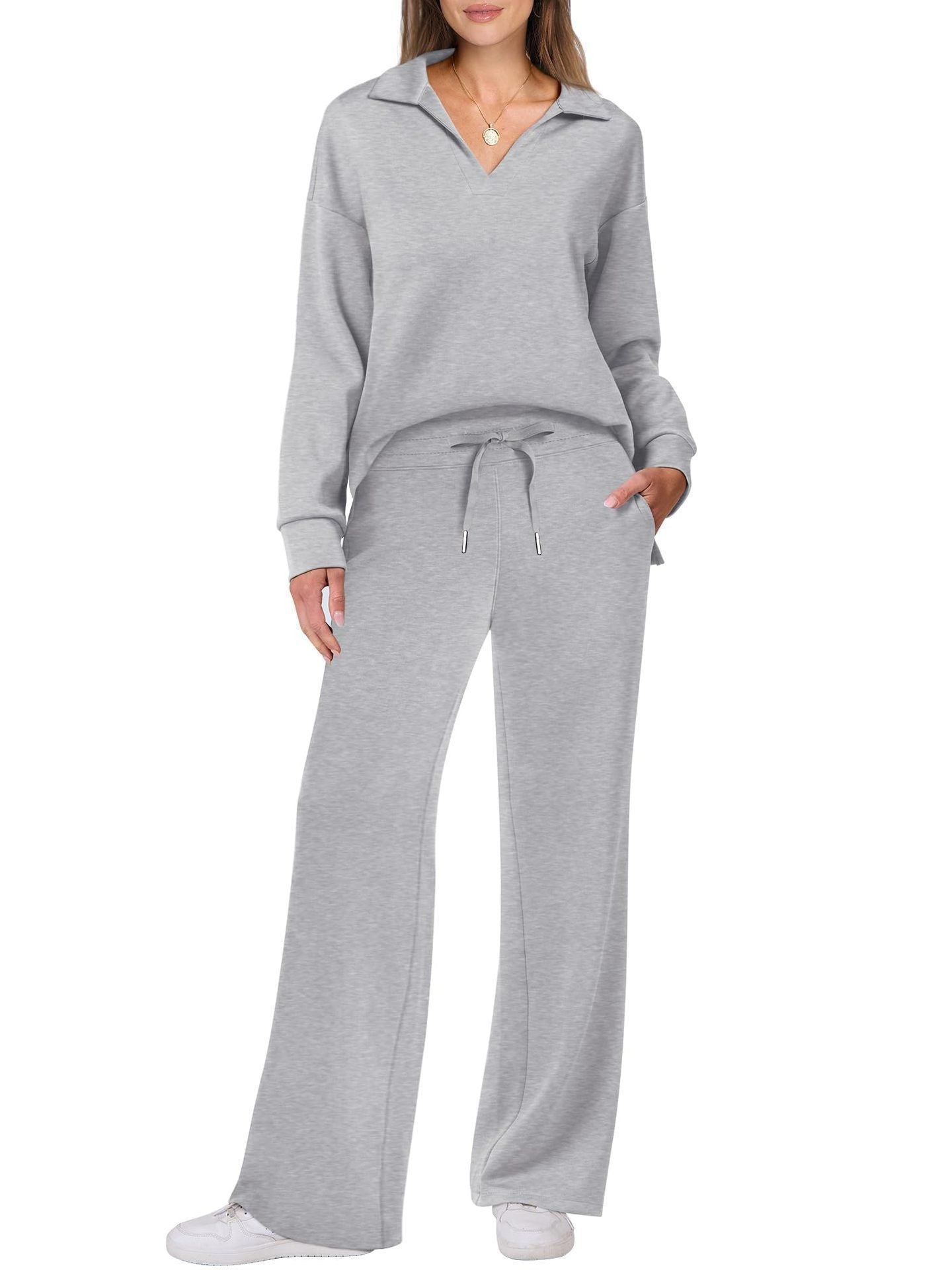 Ensemble décontracté femme sweat zippé et pantalon large